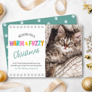 Warme und Fuzzy Pet Foto Weihnachtstypografie Nied Feiertagskarte