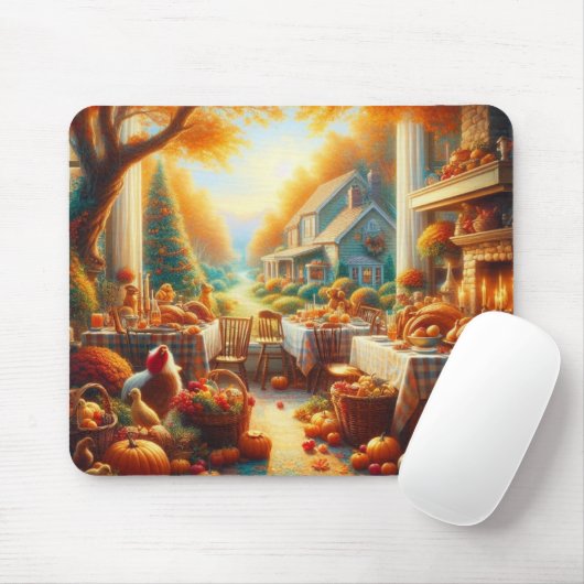 Warme und gemütliche Erntedank-Ansammlung Mousepad (Mit Mouse)