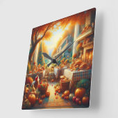 Warme und gemütliche Erntedank-Ansammlung Quadratische Wanduhr (Winkel)