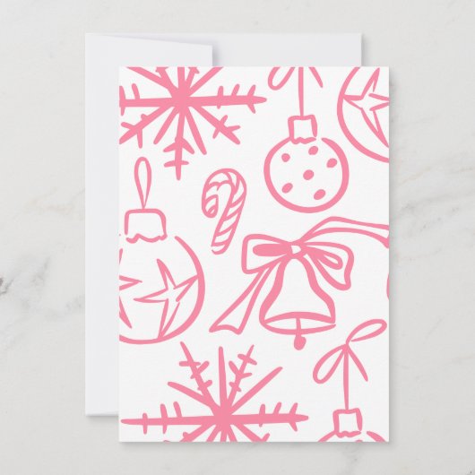 Warme und gemütliche handgezogene Doodle Foto Weih Einladung (Rückseite)