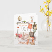 Warme und gemütliche Hygge Homely Lounge Szene Wei Karte (Gelbe Blume)