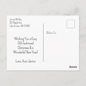 Warme und gemütliche Log-Kabine Weihnachtsgrüße Postkarte (Rückseite)