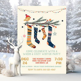Warme und gemütliche Winter Party Weihnachtssocken Einladung