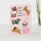 Warme und schwammige Wünsche Hundeschlittenkarte Karte (Vorderseite)