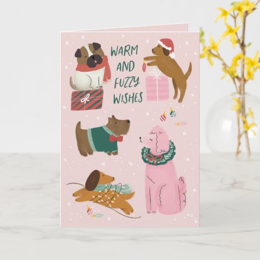 Warme und schwammige Wünsche Hundeschlittenkarte Karte (Gelbe Blume)