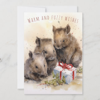 Warme und verschwommene Wünsche Wombat Weihnachtsk Feiertagskarte
