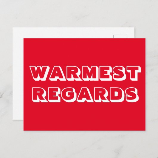 Warme Warm Regards rot, fett und modern Postkarte (Vorne/Hinten)
