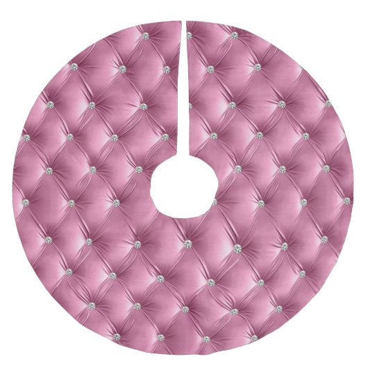 Warme weich rosa Imitate Velvet Polyester Weihnachtsbaumdecke (Vorderseite)