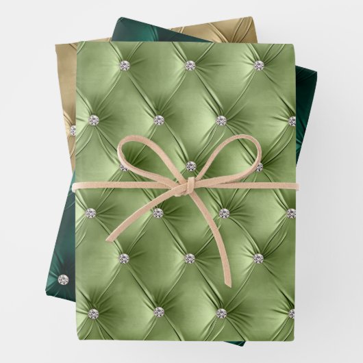 Warme weiche Weibchen Grüne Imitate Velvet Geschenkpapier Set (Beispiel)