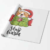 Warme Weihnachten Corgi Weihnachtsmannmütze Holida Geschenkpapier (Ungerollt)