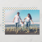 Warme Weihnachten Grüße Gold Script Foto-Karte (Vorne/Hinten)