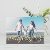 Warme Weihnachten Grüße Gold Script Foto-Karte (Stehend Vorderseite)