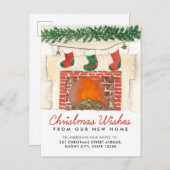 Warme Weihnachten wünscht Feuerplatz Urlaub bewege Ankündigungspostkarte (Vorne/Hinten)