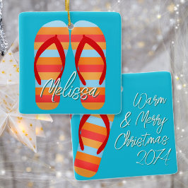 Warme Weihnachts-Flip-Flops nach Maß Keramikornament