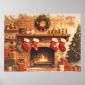 Warme Weihnachts-Kaminszene Poster (Vorne)