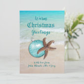 Warme Weihnachtsgrüße Foto Zurück Starfish Karte (Stehend Vorderseite)