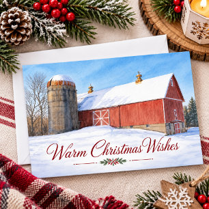 Warme Weihnachtsgrüße Rustikale Rote Country-Scheu Feiertagskarte