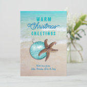 Warme Weihnachtsgrüße Starfish Beach Szene Feiertagskarte (Stehend Vorderseite)