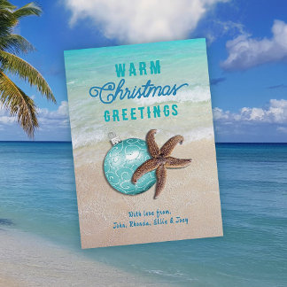 Warme Weihnachtsgrüße Starfish Beach Szene Feiertagskarte