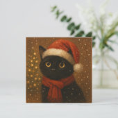 Warme Weihnachtskatze Flachkarte (Stehend Vorderseite)