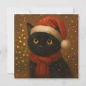 Warme Weihnachtskatze Flachkarte (Vorderseite)