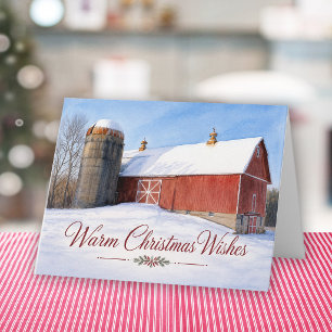 Warme Weihnachtswünsche Rustikale Rote Country-Sch Karte