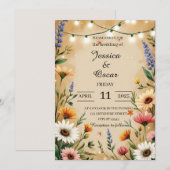 Warme Wildblumen im Landstil Hochzeit Einladung (Vorne/Hinten)