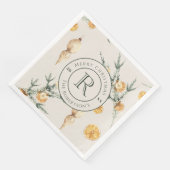 Warme Winter Elegante: Wasserfarbe Mit Monogramm Serviette (Ecke)