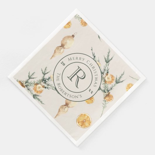 Warme Winter Elegante: Wasserfarbe Mit Monogramm Serviette (Ecke)