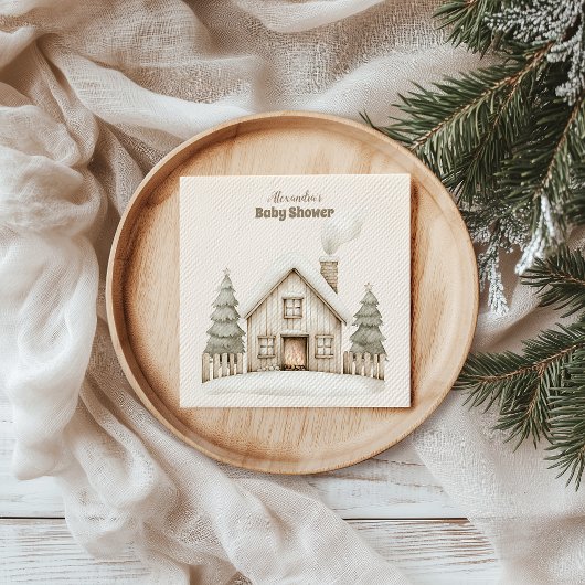 Warme Winter Hütte Kinderdusche Serviette
