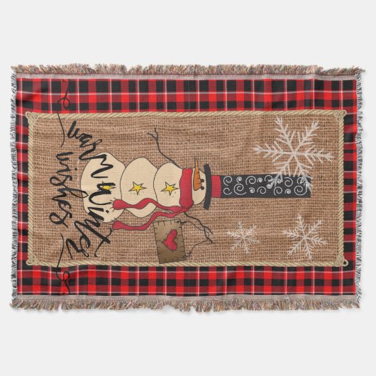 Warme Winter-Wünsche - Schneemann Decke (Vorderseite)