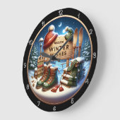 Warme Winter wünscht Szene Große Wanduhr (Winkel)