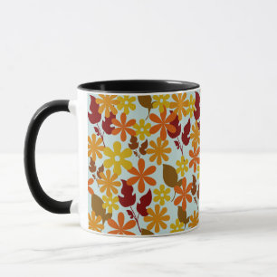 Warme Winterblumenmuster – Gemütliche Retro-Blumen Tasse