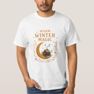 Warme Wintermagie Gemütlicher Fantasy-Mond & Cot T-Shirt