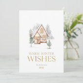 Warme Winterwünsche Cottage-Weihnachtskarte Feiertagskarte (Stehend Vorderseite)