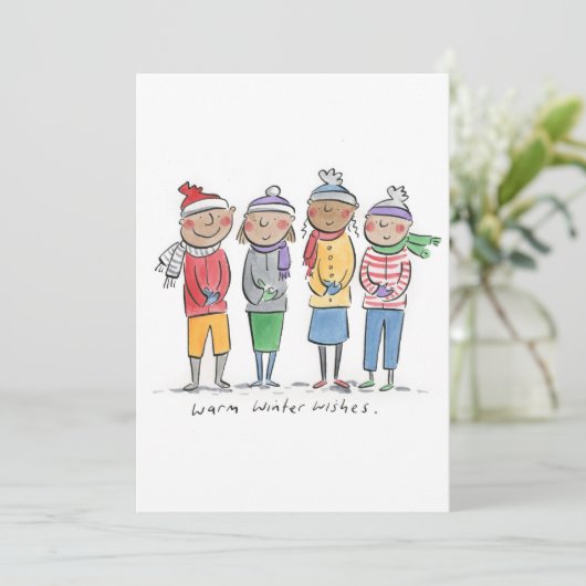 Warme Winterwünsche Einladung (Stehend Vorderseite)