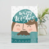 Warme Winterwünsche Fröhliche Flache Weihnachtskar Feiertagskarte (Stehend Vorderseite)