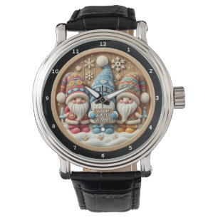 Warme Winterwünsche Gnome Dekorativ Armbanduhr