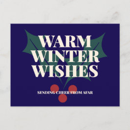 Warme Winterwünsche Holly-Typografie Feiertagspostkarte