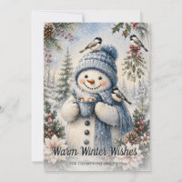 Warme Winterwünsche Schneemann Heiße Schokolade Wa