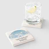 Warme Winterwünsche Steinuntersetzer (Seitenansicht)