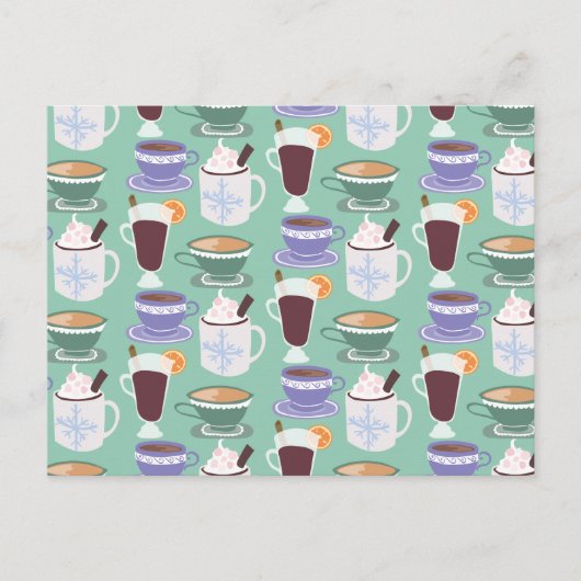 Warme Wintery Drinks drucken Postkarte (Vorderseite)