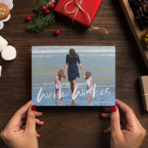 Warme Wishings Beach Family Foto Weihnachtskarte