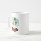 Warme Wishs Flamingo Palm Trees Snow Globe Kaffeetasse (Vorderseite Links)