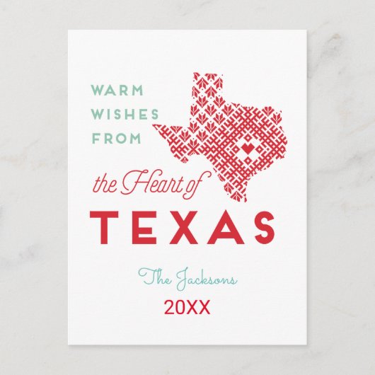 Warme Wünsche aus dem Herzen von Texas Postkarte (Vorderseite)