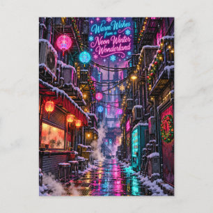 Warme Wünsche aus einem Neon-Winterwunderland Postkarte