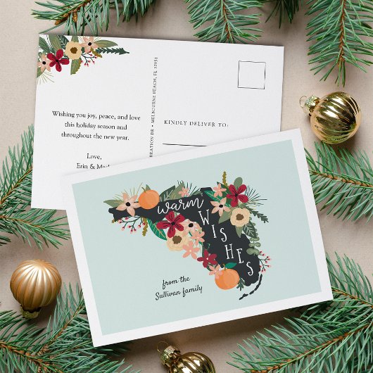 Warme Wünsche aus Florida Feiertagspostkarte