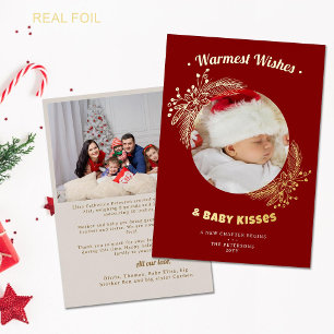 Warme Wünsche Baby Küsse Elegante 2 Feiertagsfotos Folien Feiertagskarte