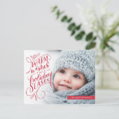 Warme Wünsche Banner Holiday Foto Feiertagspostkarte (Stehend Vorderseite)