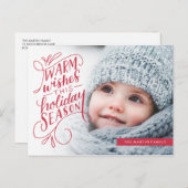 Warme Wünsche Banner Holiday Foto Feiertagspostkarte (Vorne/Hinten)